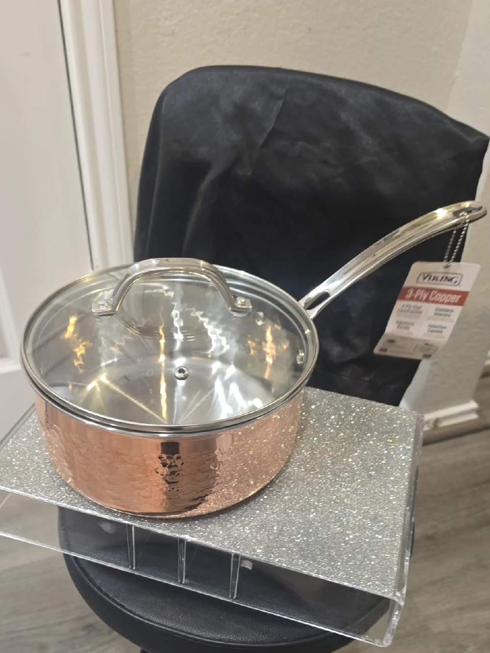 Viking Hammered Copper Clad 3QT Saucepan w/Lid